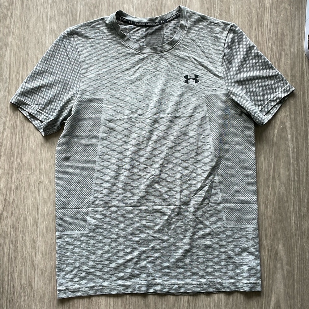 Gray and White Under Armour T Shirt